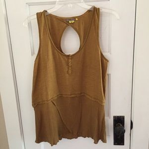 ANTHROPOLOGIE Little Yellow Button Henley Tank S